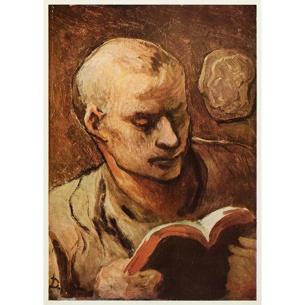 Circa 1950s After HonorÃ© Daumier "The Reader" Vintage Full-Color Print - 5