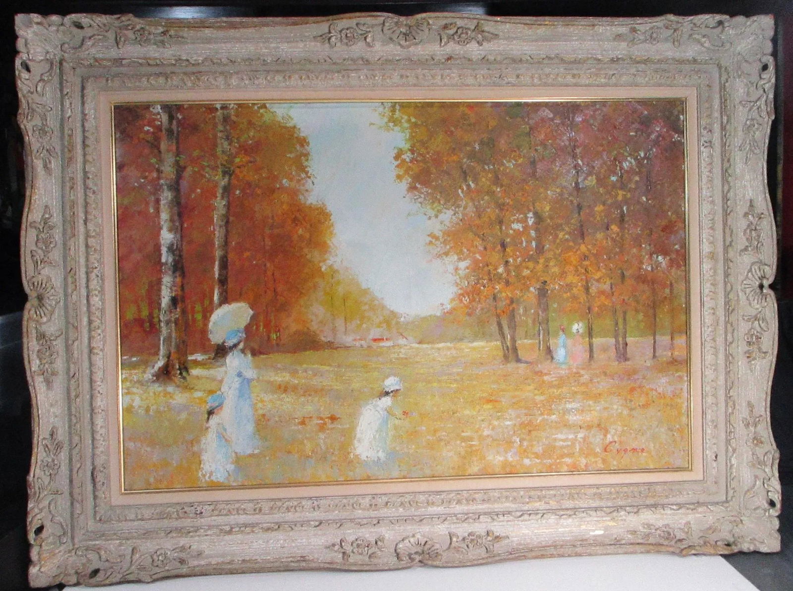 Circa 1970s E. J. Cygne Impressionist Meadow Landscape Painting, Framed - 11