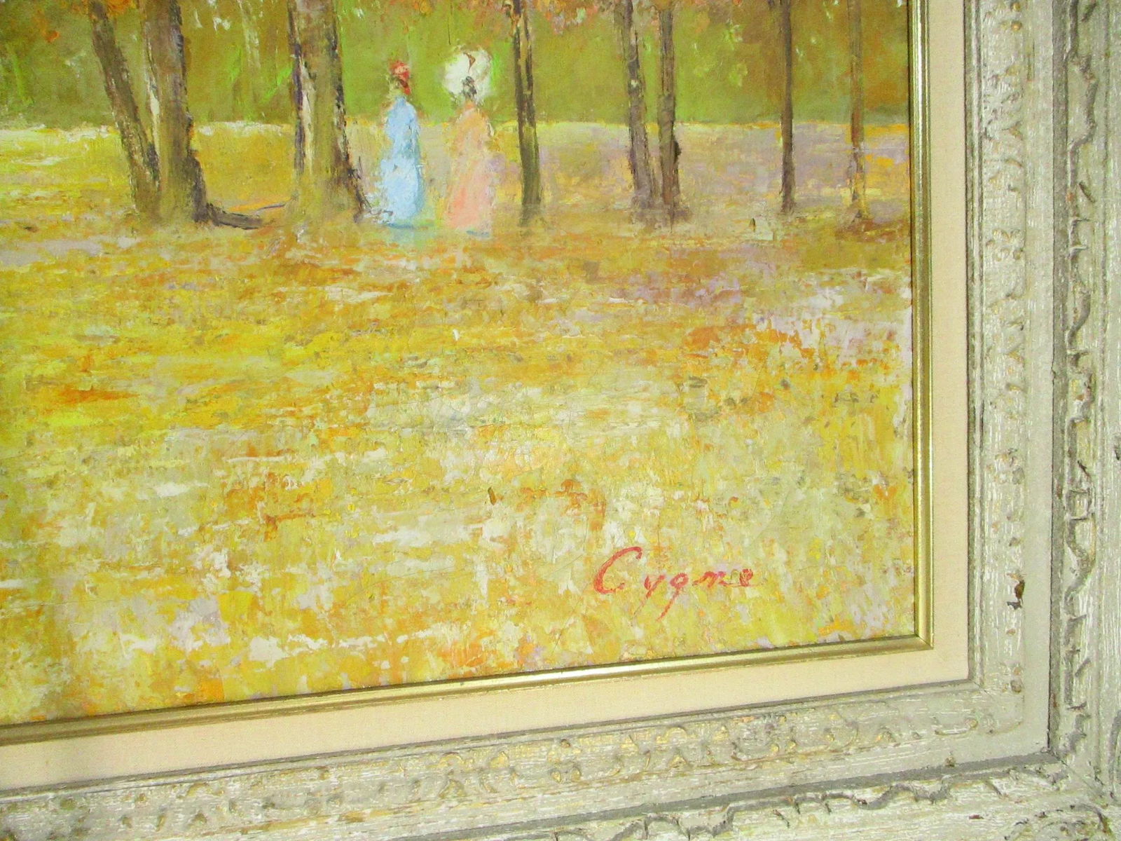 Circa 1970s E. J. Cygne Impressionist Meadow Landscape Painting, Framed - 3