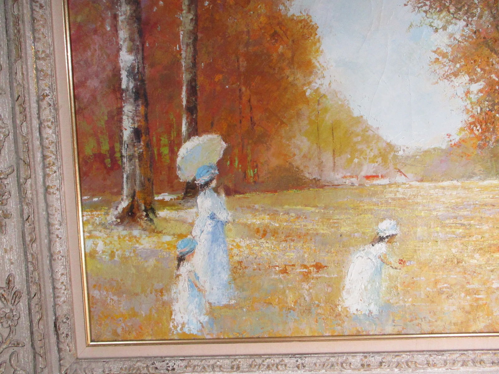 Circa 1970s E. J. Cygne Impressionist Meadow Landscape Painting, Framed - 4