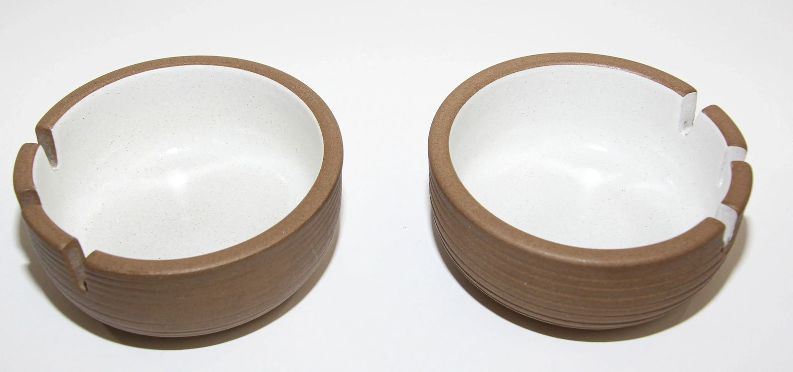 Vintage Mid-Century Modern White Ceramic Ashtrays by Edith Heath - A Pair - 2