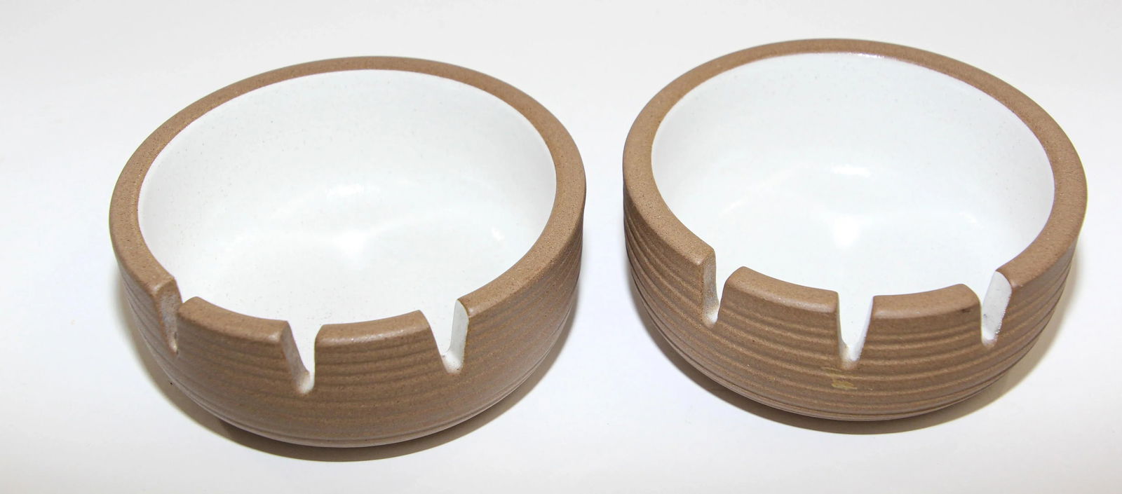 Vintage Mid-Century Modern White Ceramic Ashtrays by Edith Heath - A Pair - 3