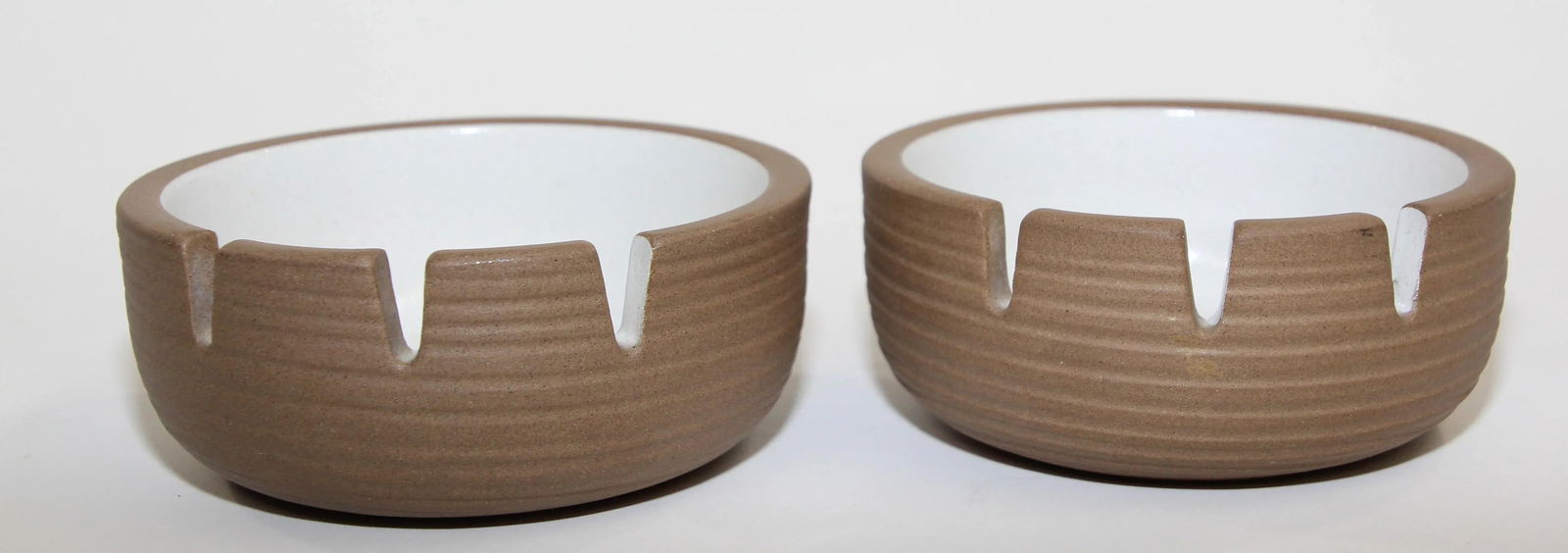 Vintage Mid-Century Modern White Ceramic Ashtrays by Edith Heath - A Pair - 4