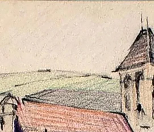 Early 20th Century "L'Eglise De Vetheuil or the Church At Vetheuil" Naturalistic Aquarelle Watercolo - 4