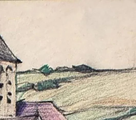 Early 20th Century "L'Eglise De Vetheuil or the Church At Vetheuil" Naturalistic Aquarelle Watercolo - 5