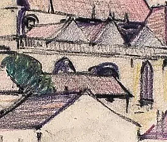 Early 20th Century "L'Eglise De Vetheuil or the Church At Vetheuil" Naturalistic Aquarelle Watercolo - 7