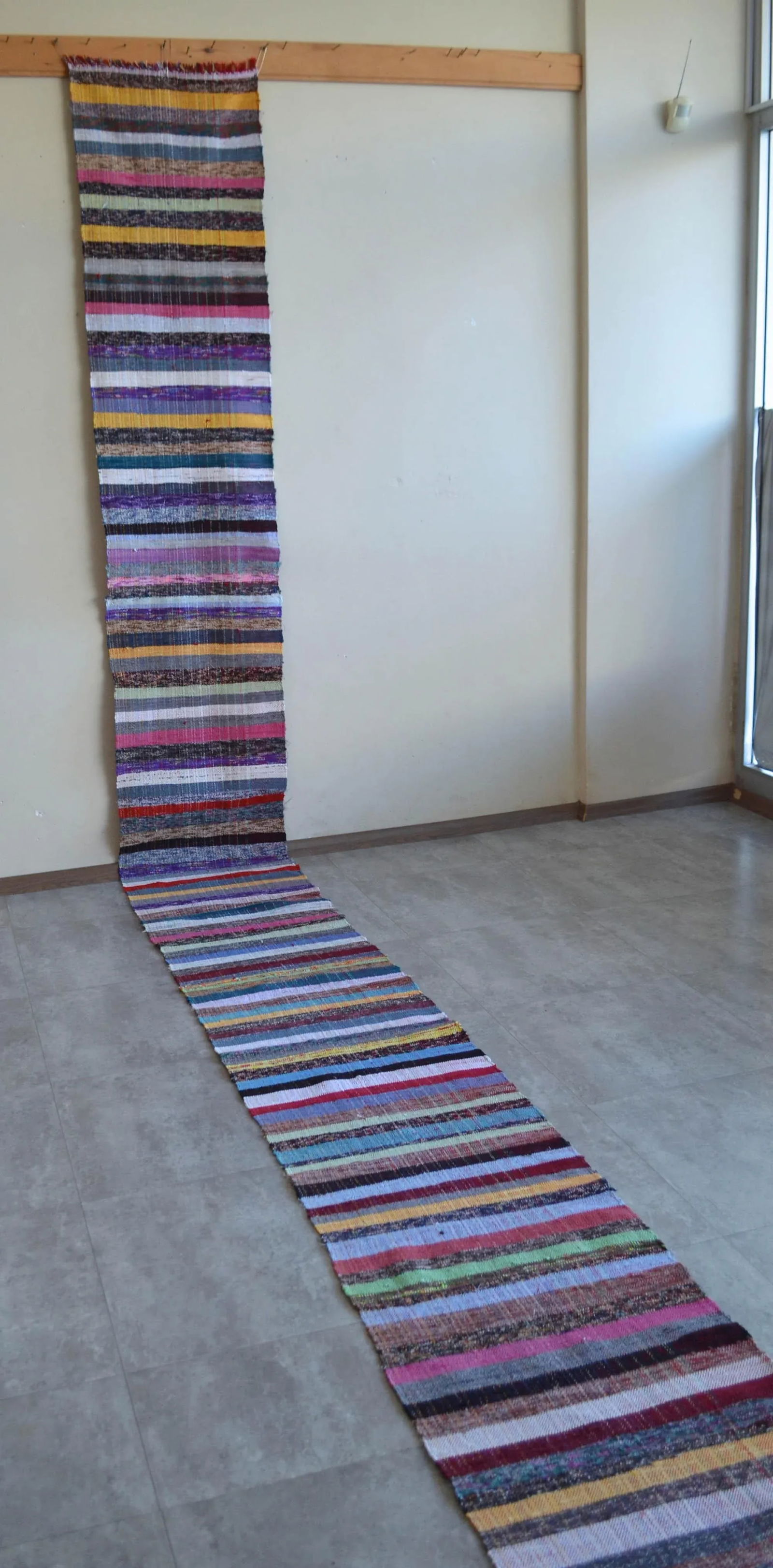 Vintage Turkish Handmade Ragrug Runner Rug - 1'9"x 23'11" - 2