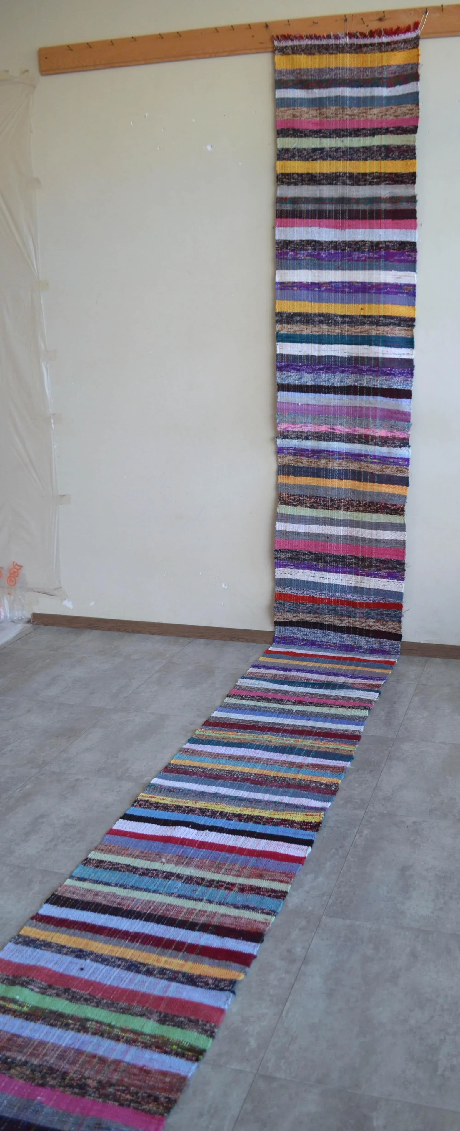 Vintage Turkish Handmade Ragrug Runner Rug - 1'9"x 23'11" - 3