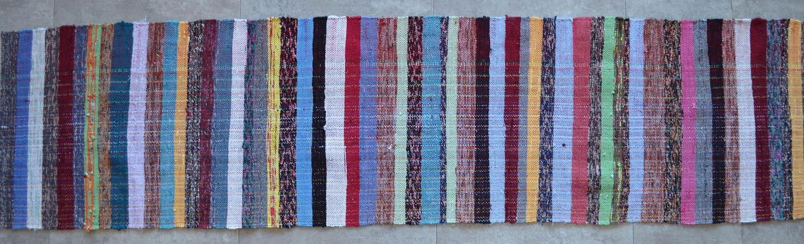 Vintage Turkish Handmade Ragrug Runner Rug - 1'9"x 23'11" - 6