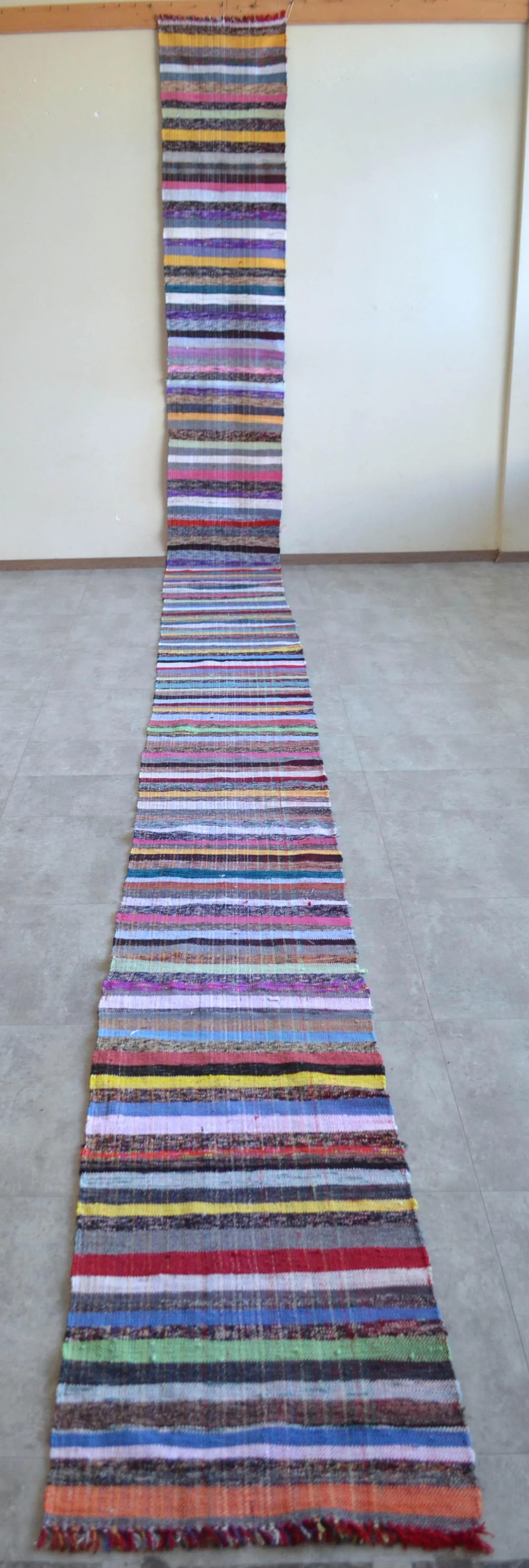 Vintage Turkish Handmade Ragrug Runner Rug - 1'9"x 23'11" - 7