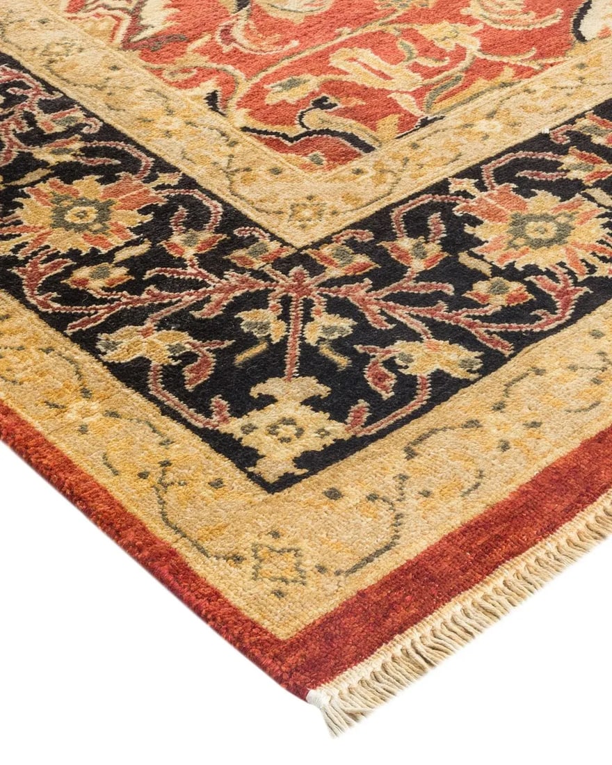 Vintage Traditional Hand Knotted Wool Area Rug, Orange - 6'0" X 8'9" - 2
