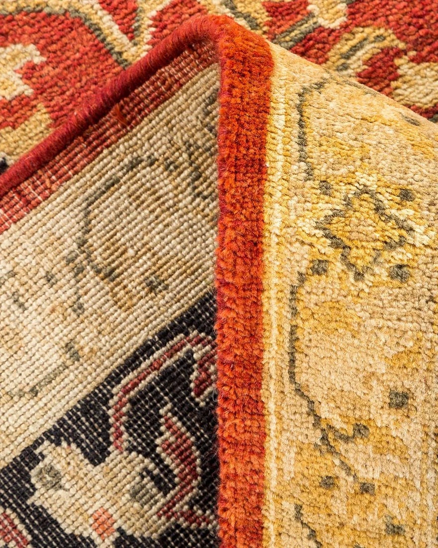 Vintage Traditional Hand Knotted Wool Area Rug, Orange - 6'0" X 8'9" - 6