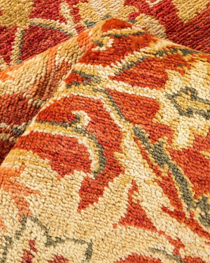 Vintage Traditional Hand Knotted Wool Area Rug, Orange - 6'0" X 8'9" - 7