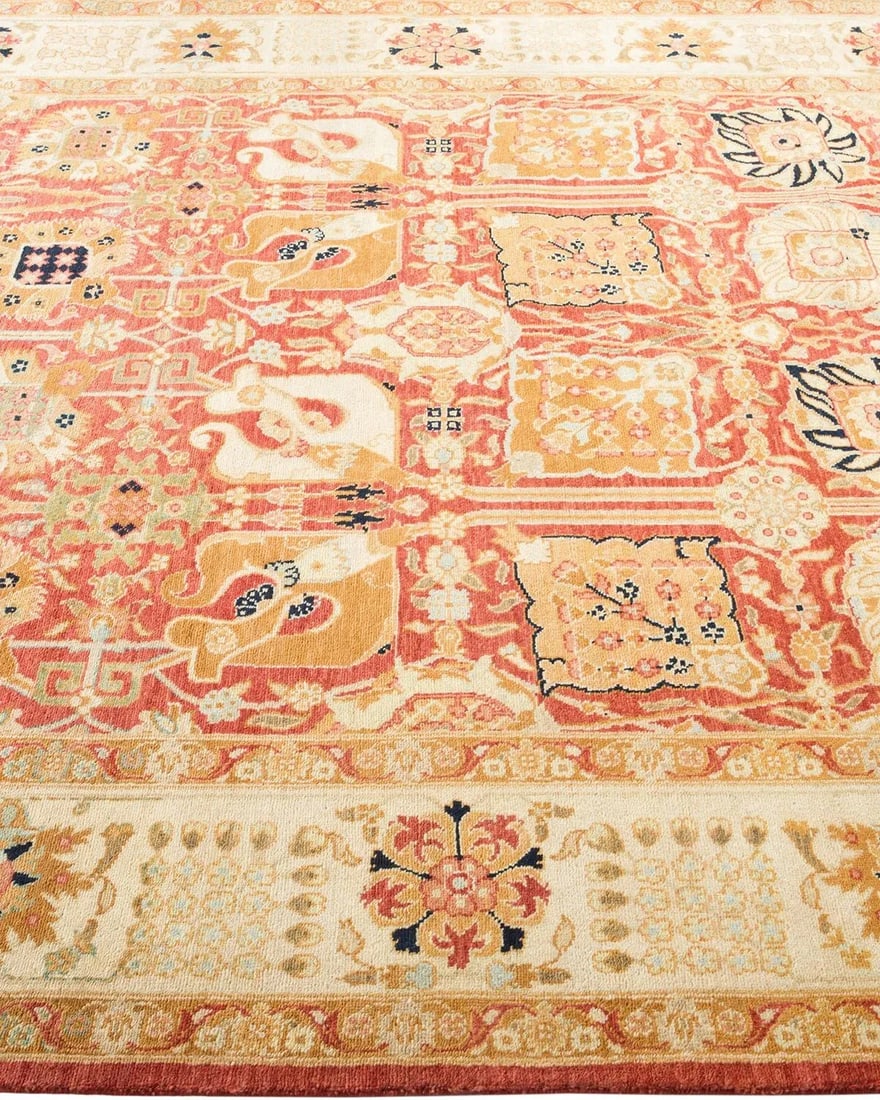Vintage Traditional Hand Knotted Wool Area Rug, Orange - 5'10" X 8'10" - 4