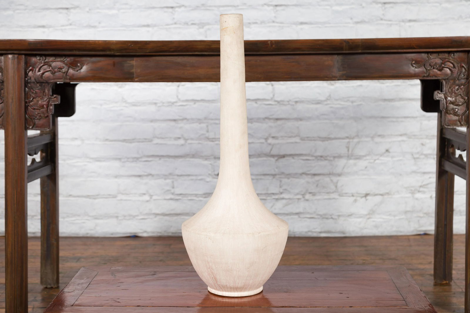 Northern Thai Chiang Mai White Contemporary Vase from the Prem Collection - 7