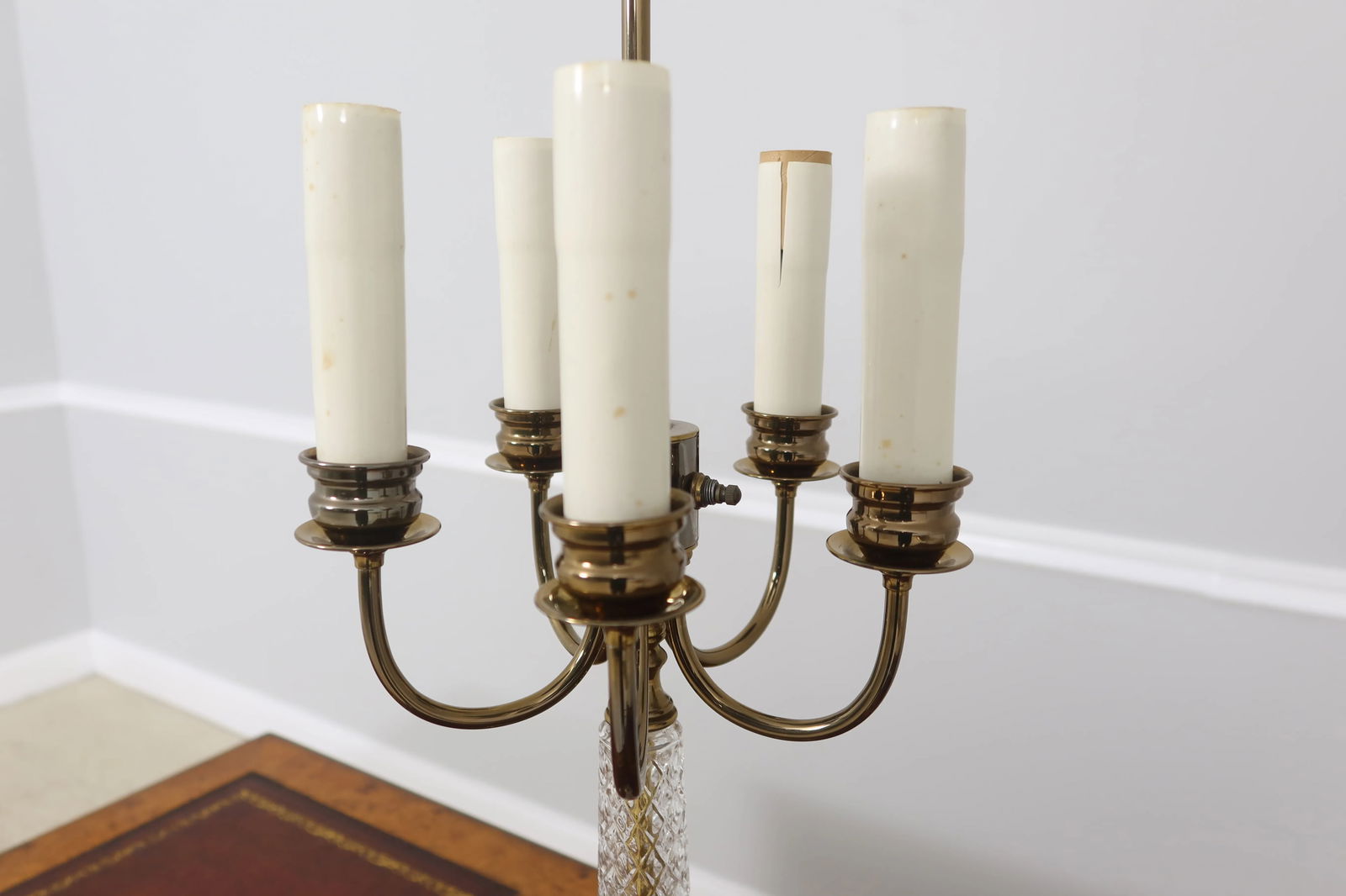 Tower Craftsmen Glass & Brass Candelabra Lamp - 2