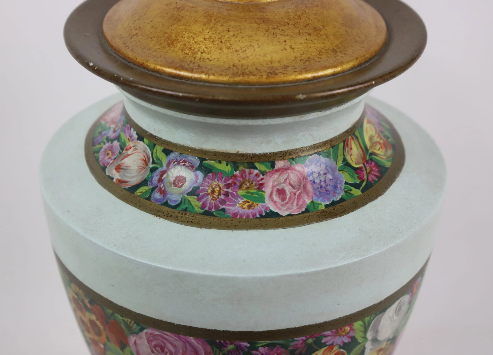 Vintage British Hand-Painted Flower Double Lamp Head Table Lamp - 5