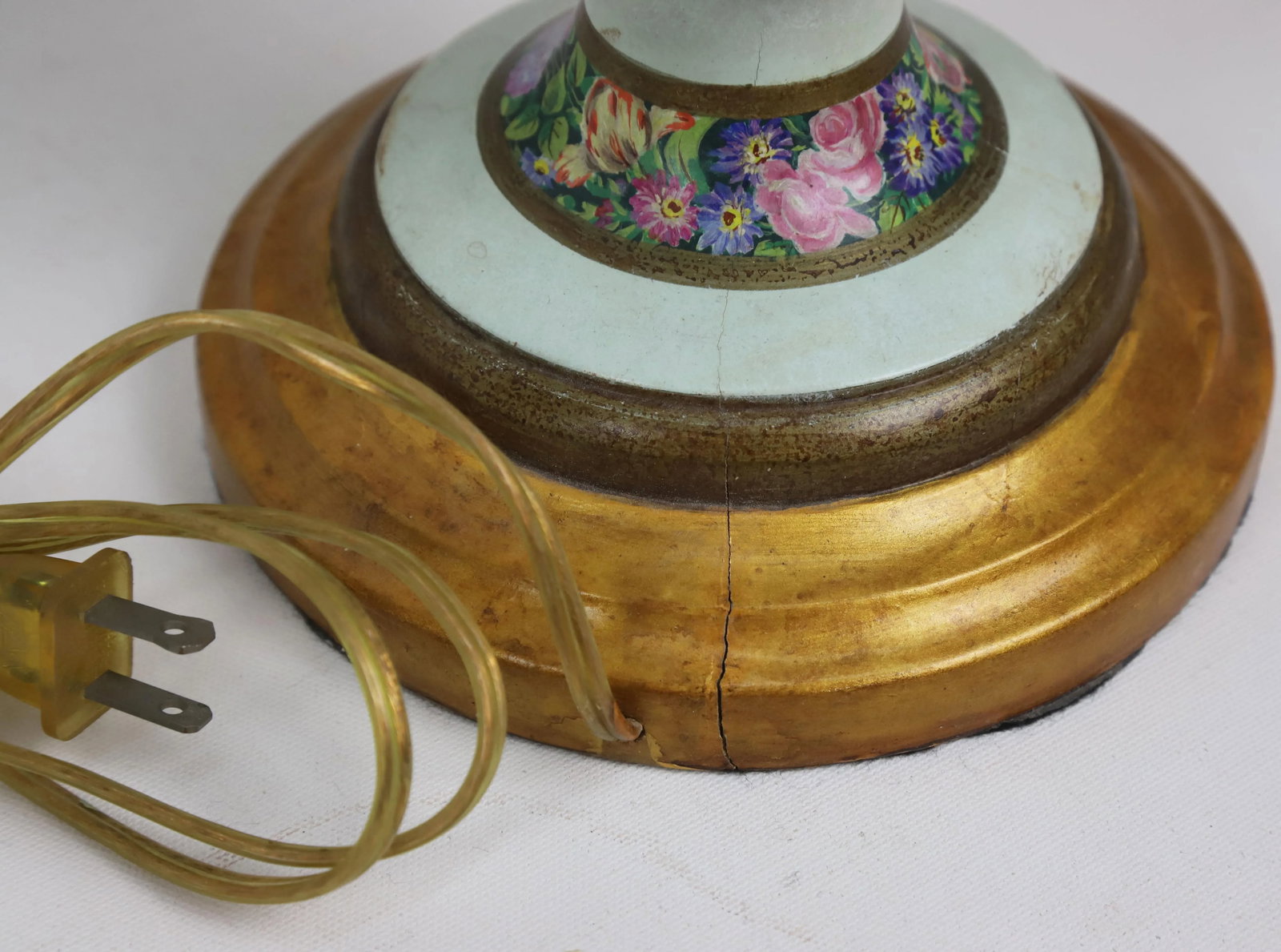 Vintage British Hand-Painted Flower Double Lamp Head Table Lamp - 6