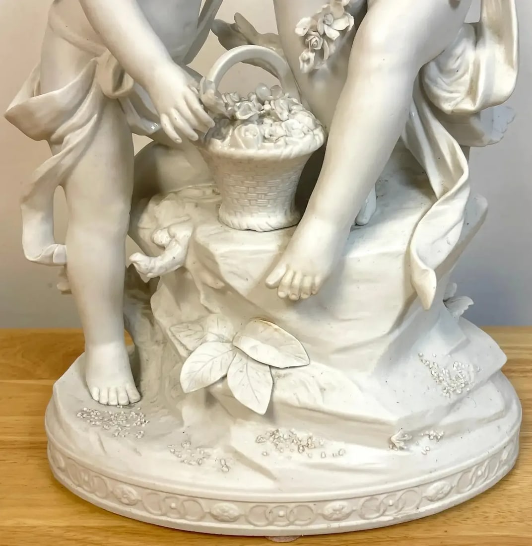 Mid 20th Century SâˆšÂ®vres Style Biscuit Grouping of Children With Flowers - 11