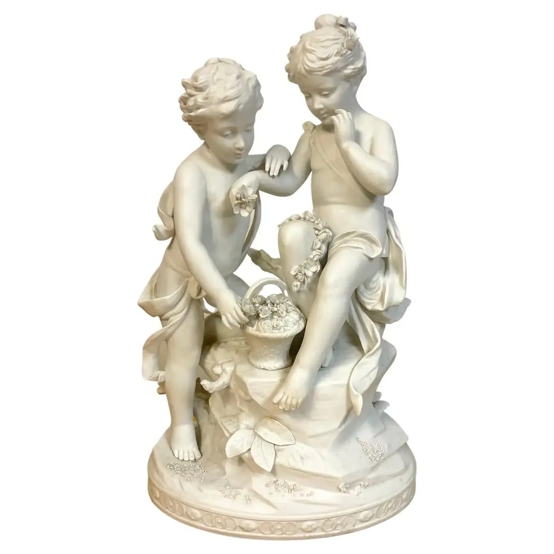 Mid 20th Century SâˆšÂ®vres Style Biscuit Grouping of Children With Flowers - 13