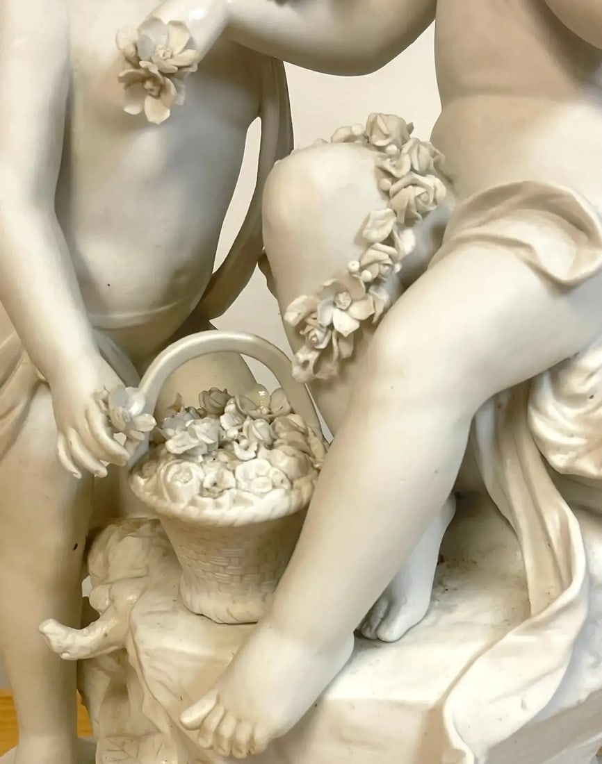 Mid 20th Century SâˆšÂ®vres Style Biscuit Grouping of Children With Flowers - 7