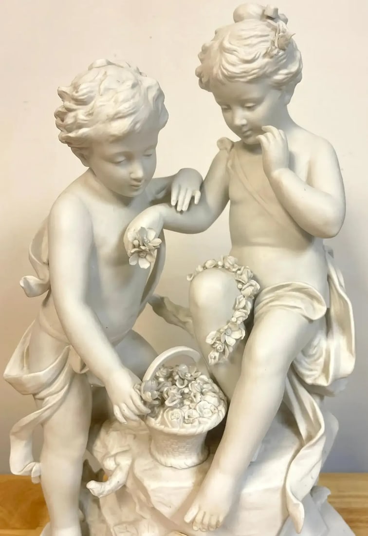 Mid 20th Century SâˆšÂ®vres Style Biscuit Grouping of Children With Flowers - 8