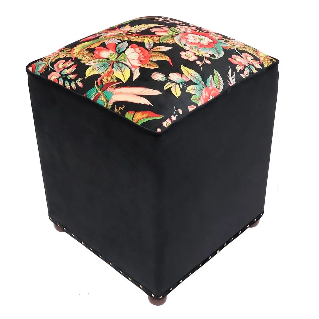 Shabby Chic Italian Velvet Handmade Ottoman - 10