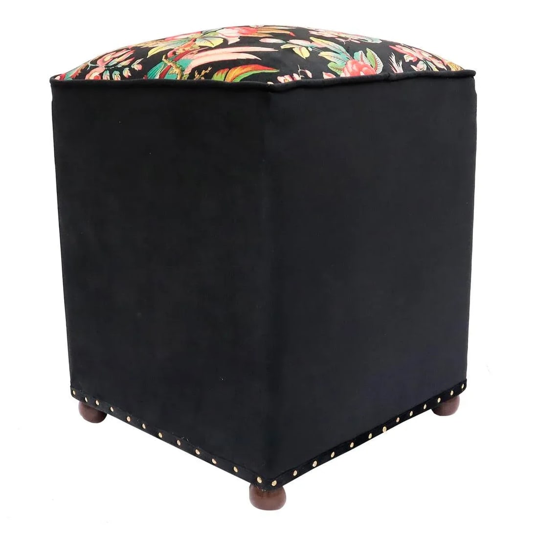 Shabby Chic Italian Velvet Handmade Ottoman - 4