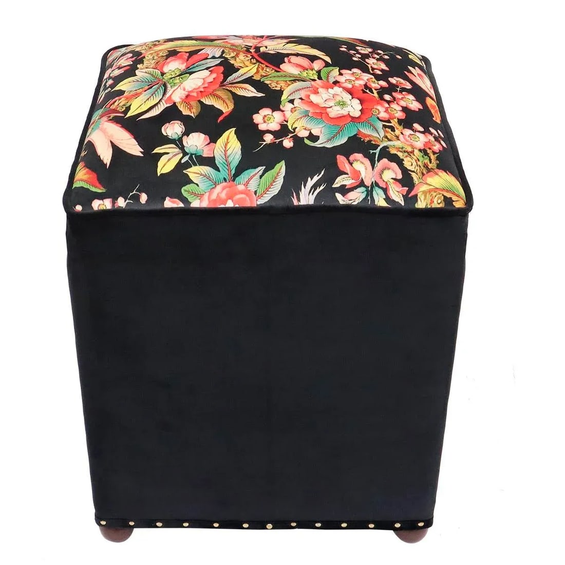 Shabby Chic Italian Velvet Handmade Ottoman - 8