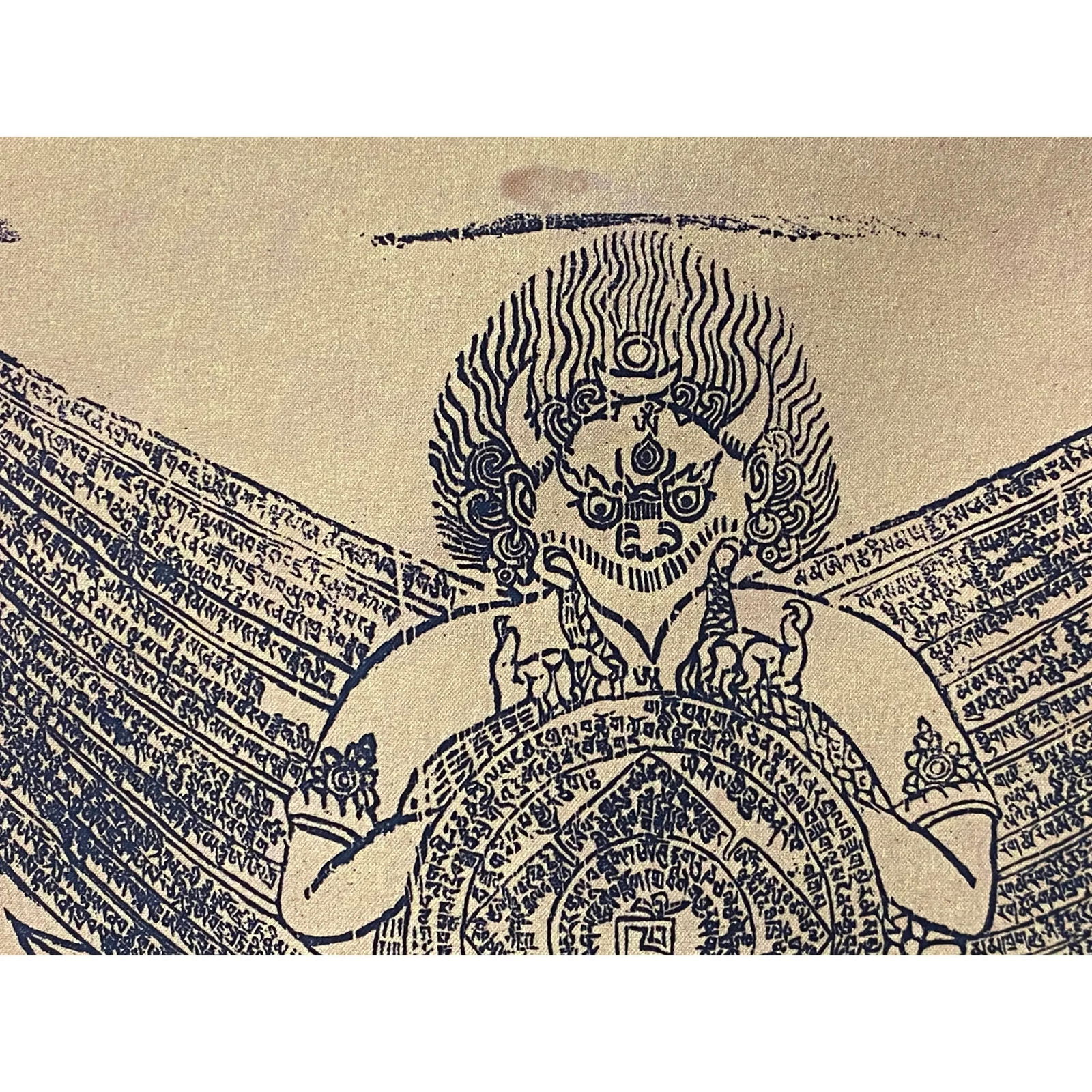 Tibetan Print Fabric Trim Guardian Buddha Deity Art Wall Scroll Thangka - 6