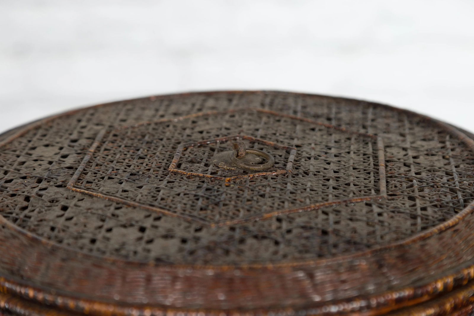 19th Century Chinese Qing Dynasty Handwoven Rattan & Bamboo Handled Basket - 8