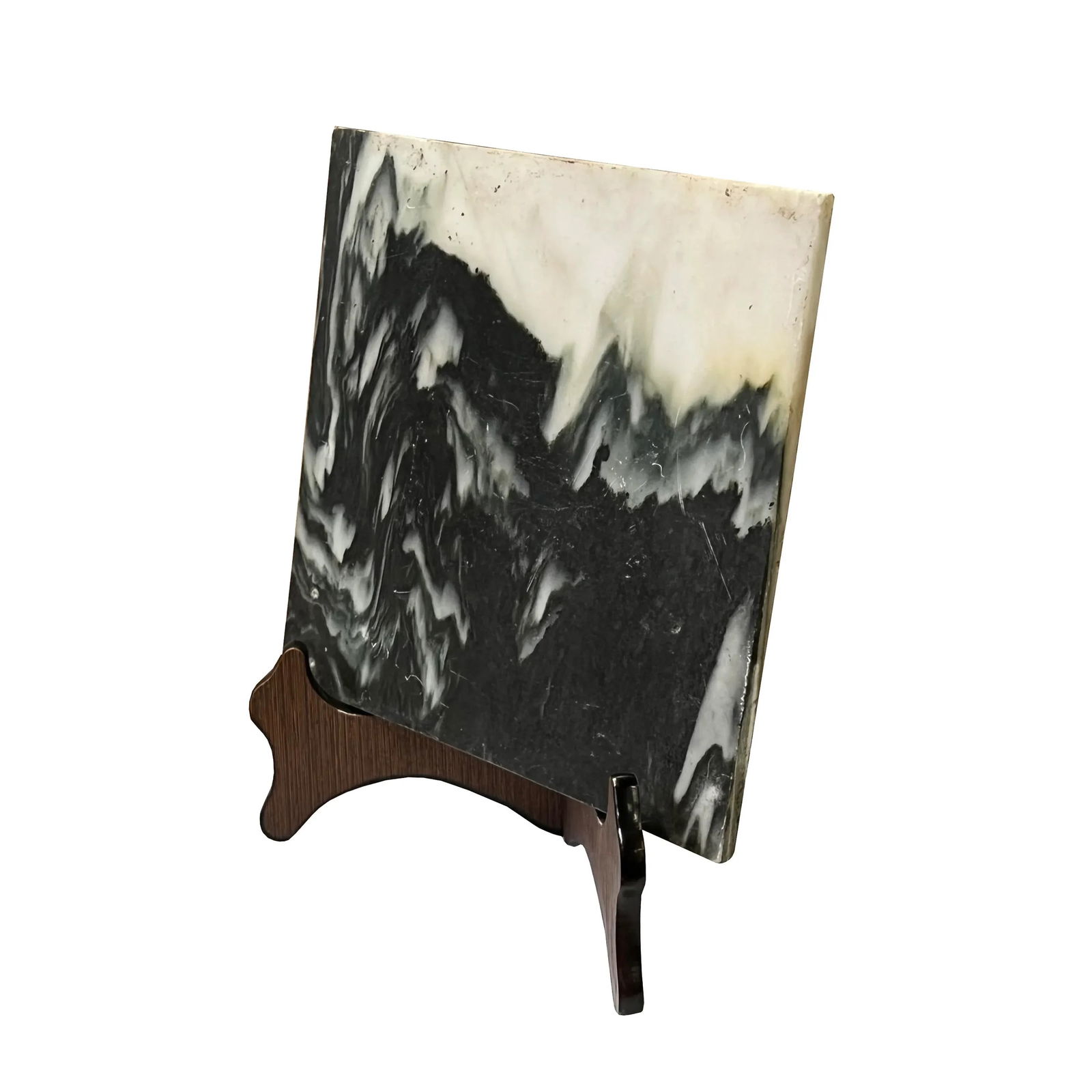 Chinese Natural Dream Stone Square Gray Fengshui Plaque Display - 2