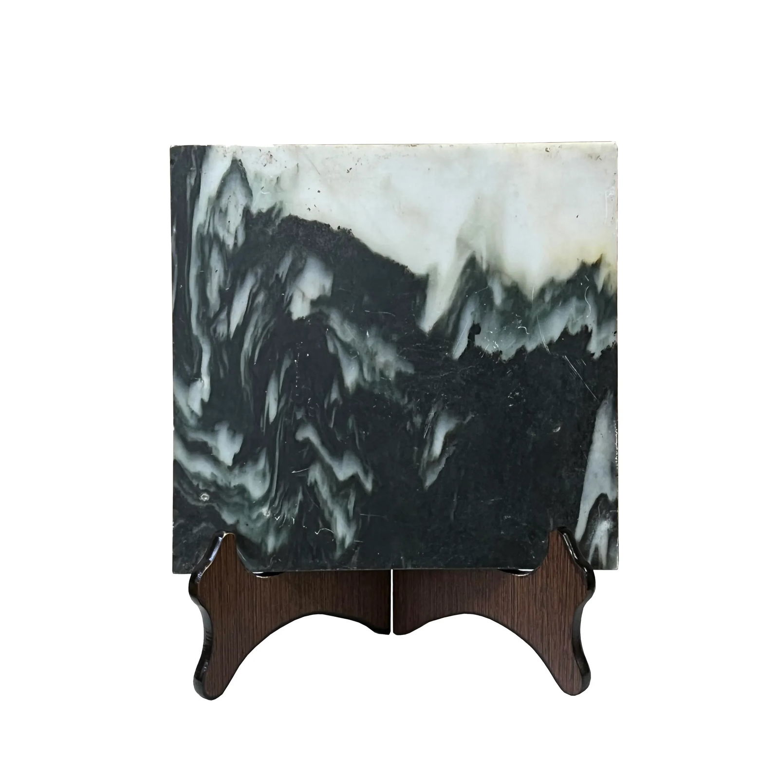 Chinese Natural Dream Stone Square Gray Fengshui Plaque Display - 5