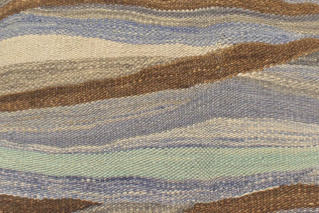 Modern Bauhaus Handmade Kilim Upholstered Ottoman - 4