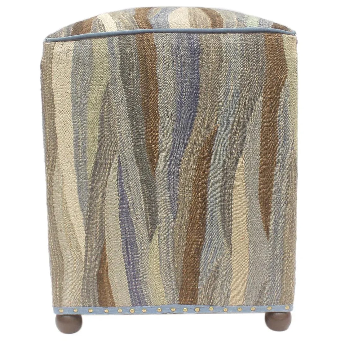 Modern Bauhaus Handmade Kilim Upholstered Ottoman - 5