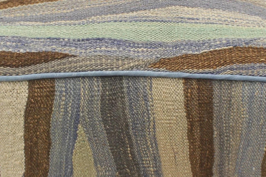 Modern Bauhaus Handmade Kilim Upholstered Ottoman - 7