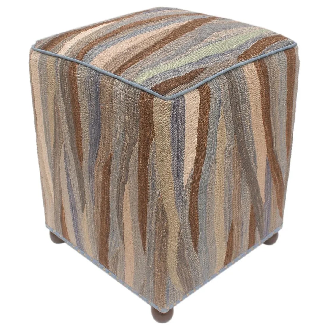 Modern Bauhaus Handmade Kilim Upholstered Ottoman - 8