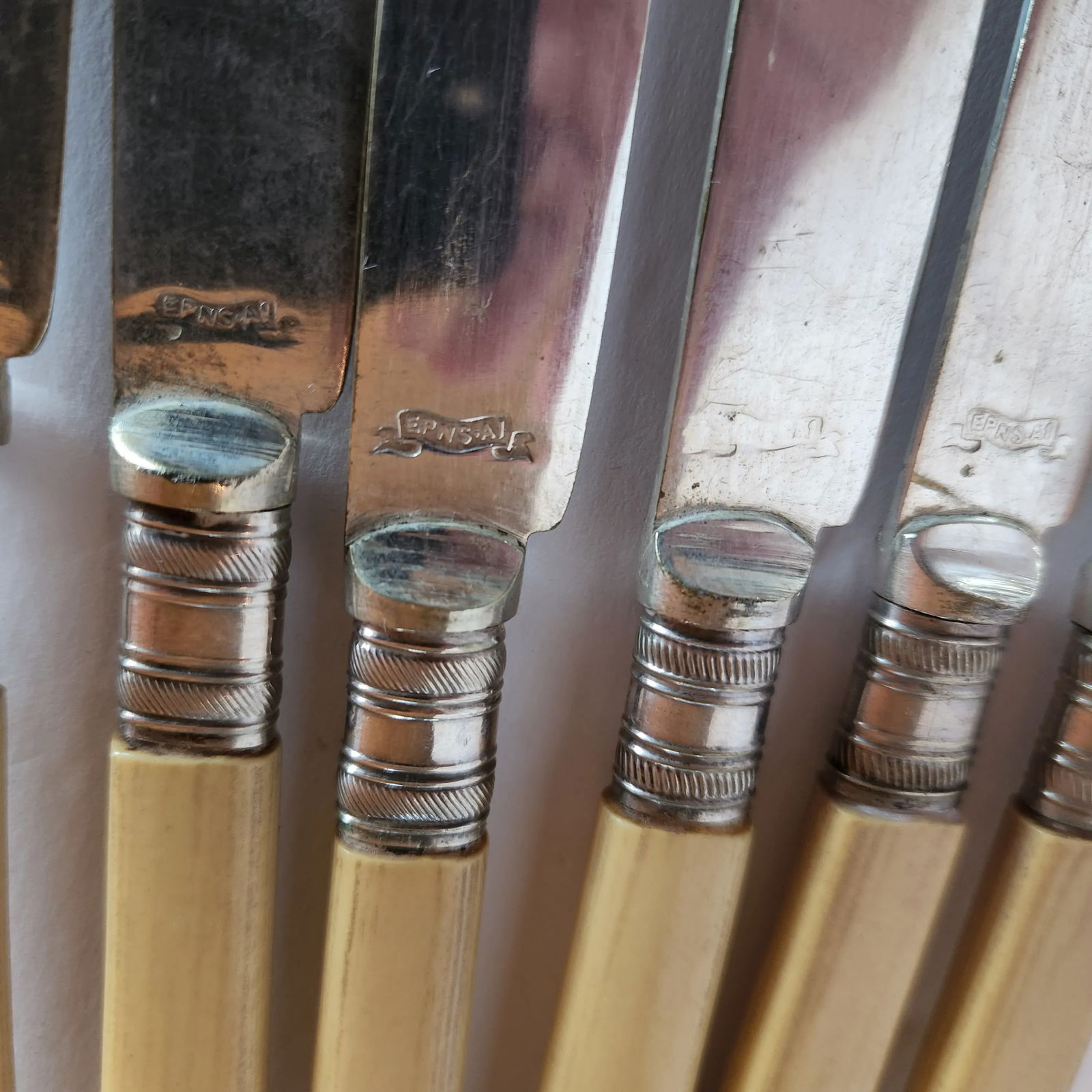 Antique English Sheffield Epns A1 Silverplate Butter Knives Set of 6 - 10