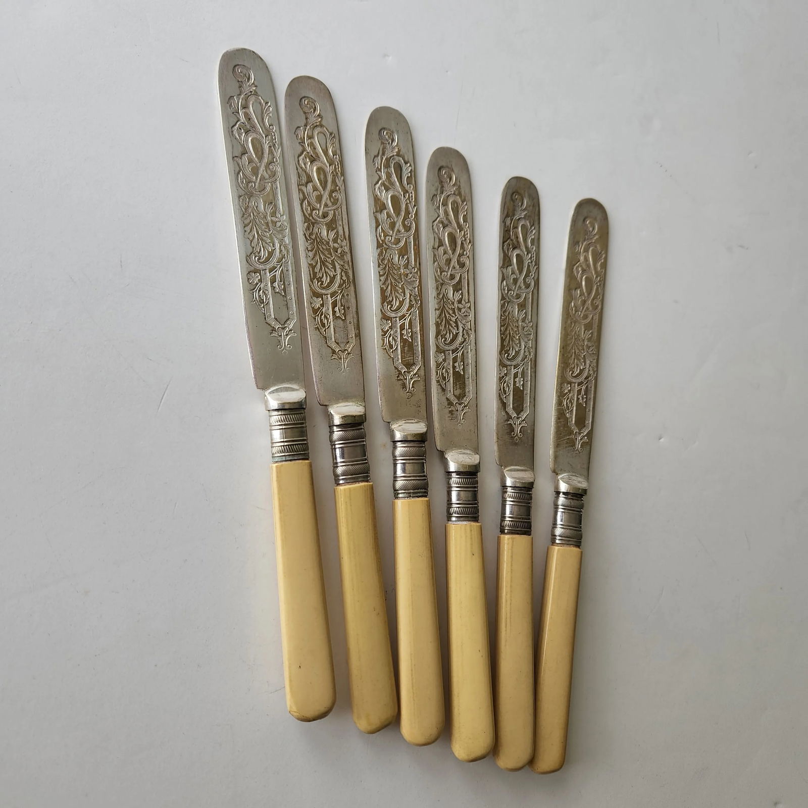 Antique English Sheffield Epns A1 Silverplate Butter Knives Set of 6 - 11