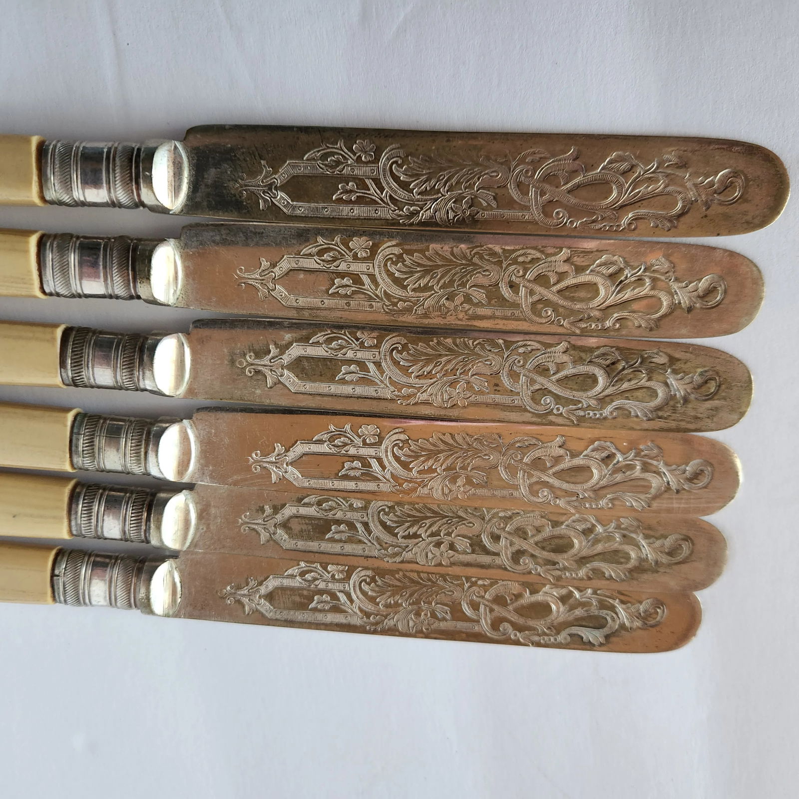 Antique English Sheffield Epns A1 Silverplate Butter Knives Set of 6 - 2