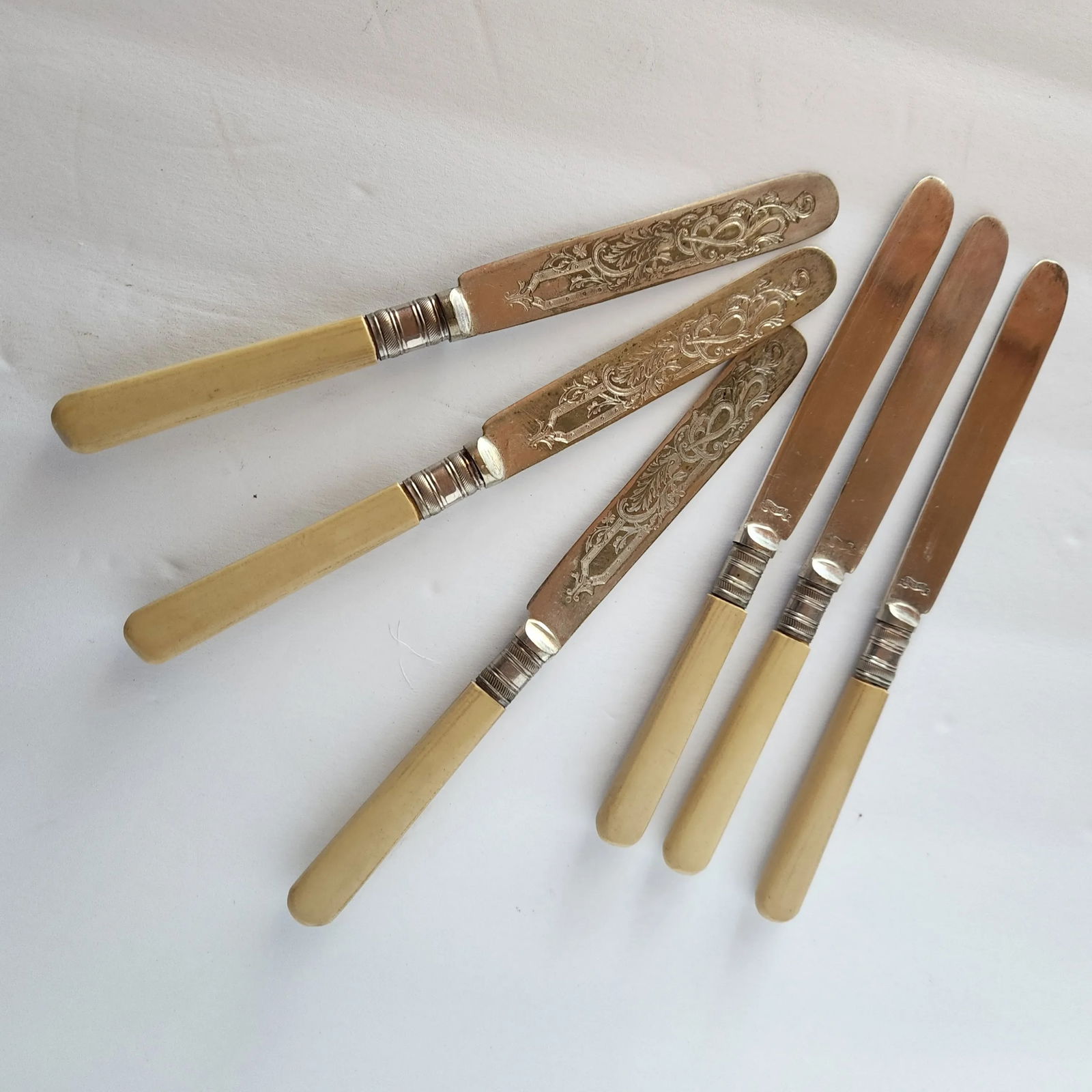 Antique English Sheffield Epns A1 Silverplate Butter Knives Set of 6 - 3