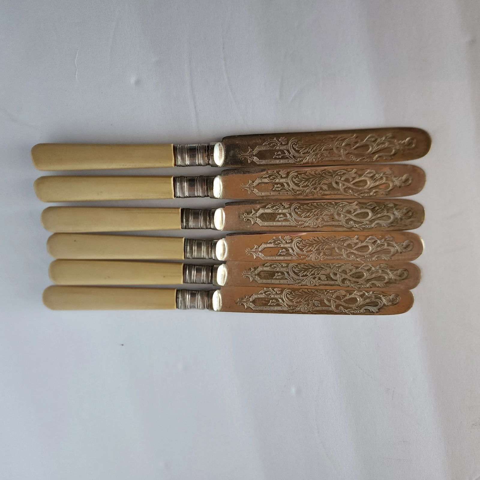 Antique English Sheffield Epns A1 Silverplate Butter Knives Set of 6 - 4