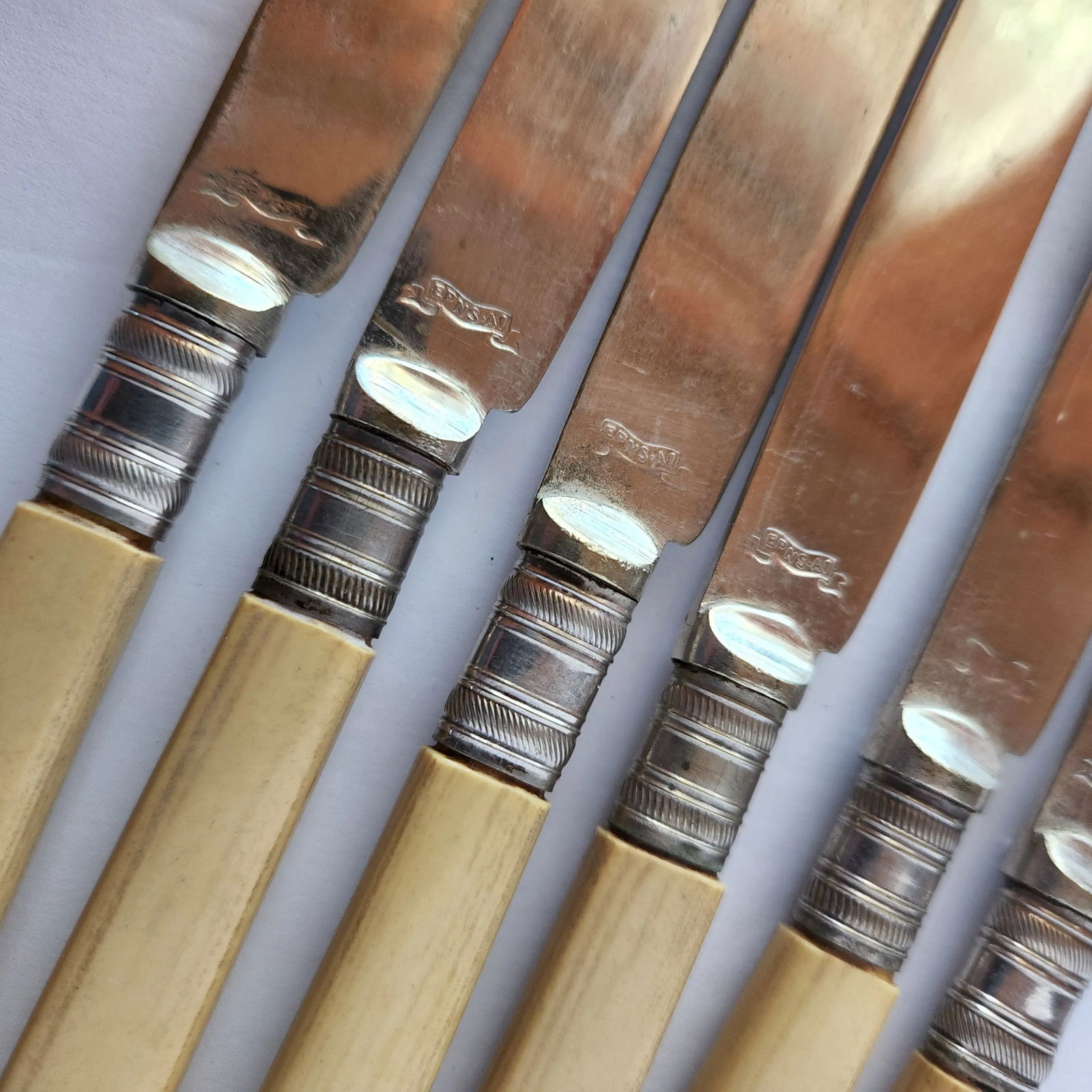 Antique English Sheffield Epns A1 Silverplate Butter Knives Set of 6 - 5