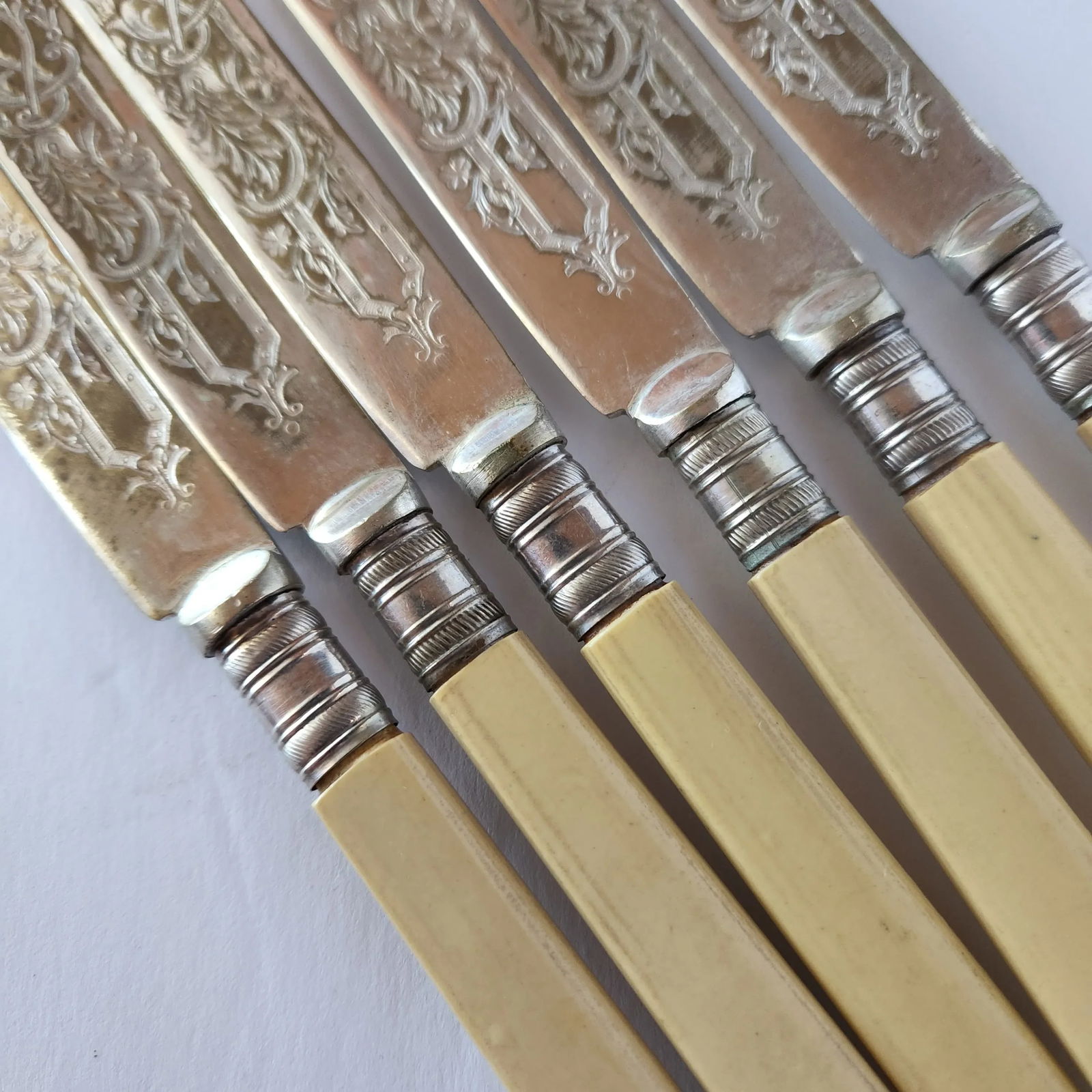 Antique English Sheffield Epns A1 Silverplate Butter Knives Set of 6 - 6