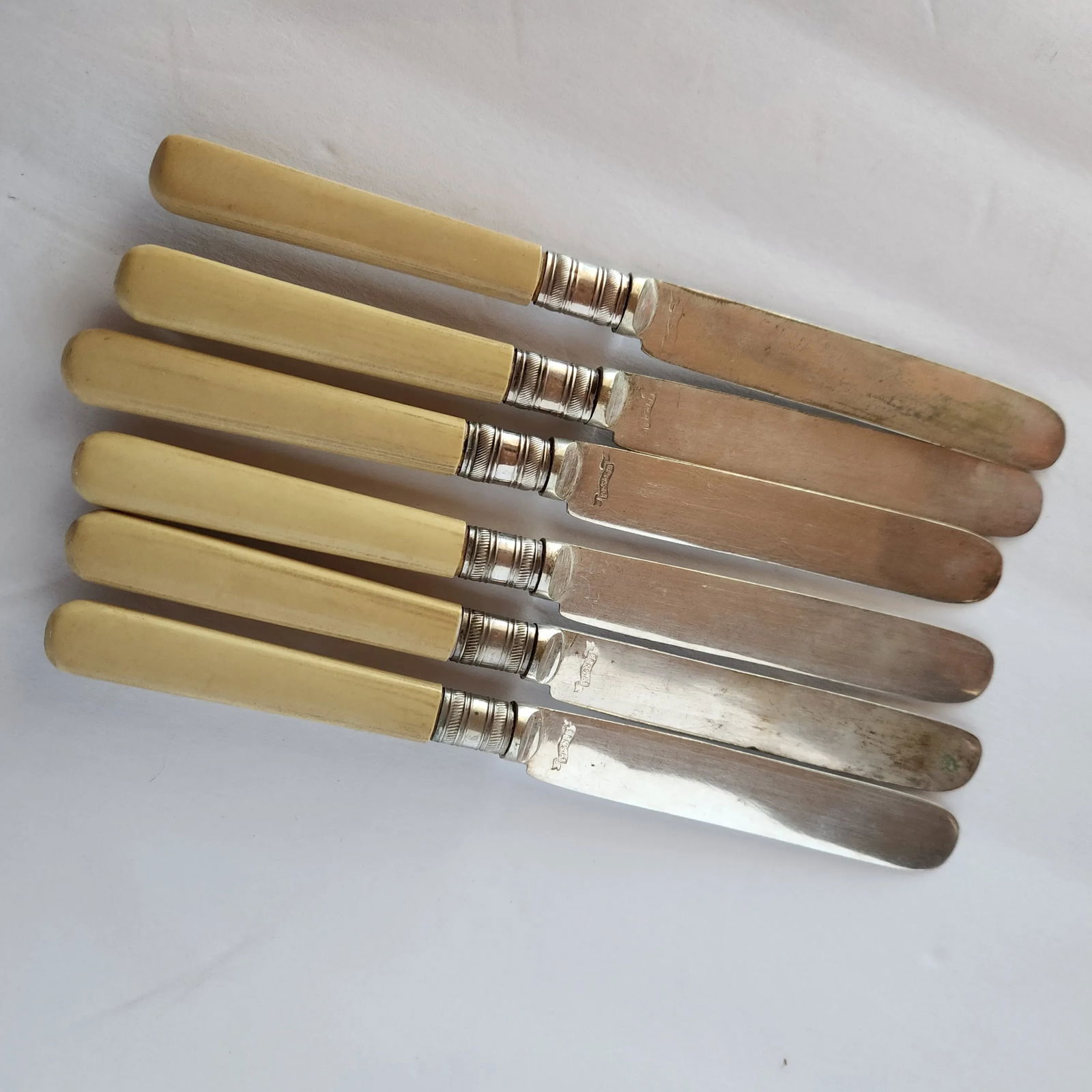 Antique English Sheffield Epns A1 Silverplate Butter Knives Set of 6 - 8