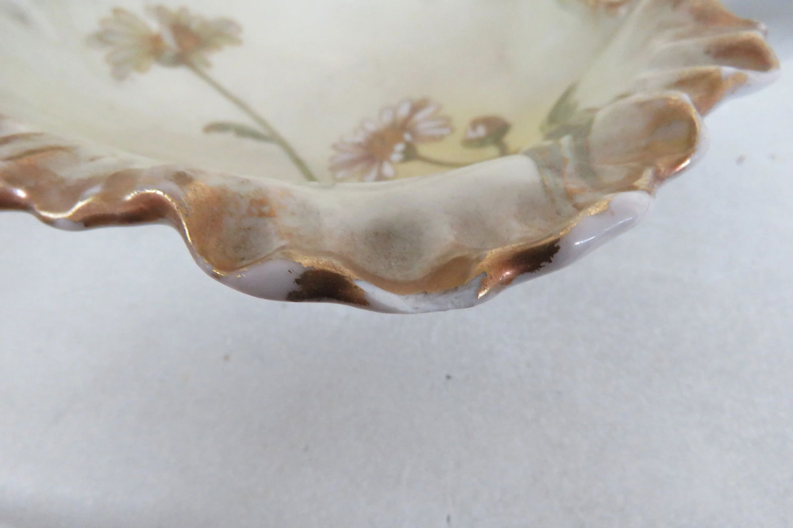 Limoges Divided Serving Dish Gilt Butterfly Flowers and Decorative Handle - 12