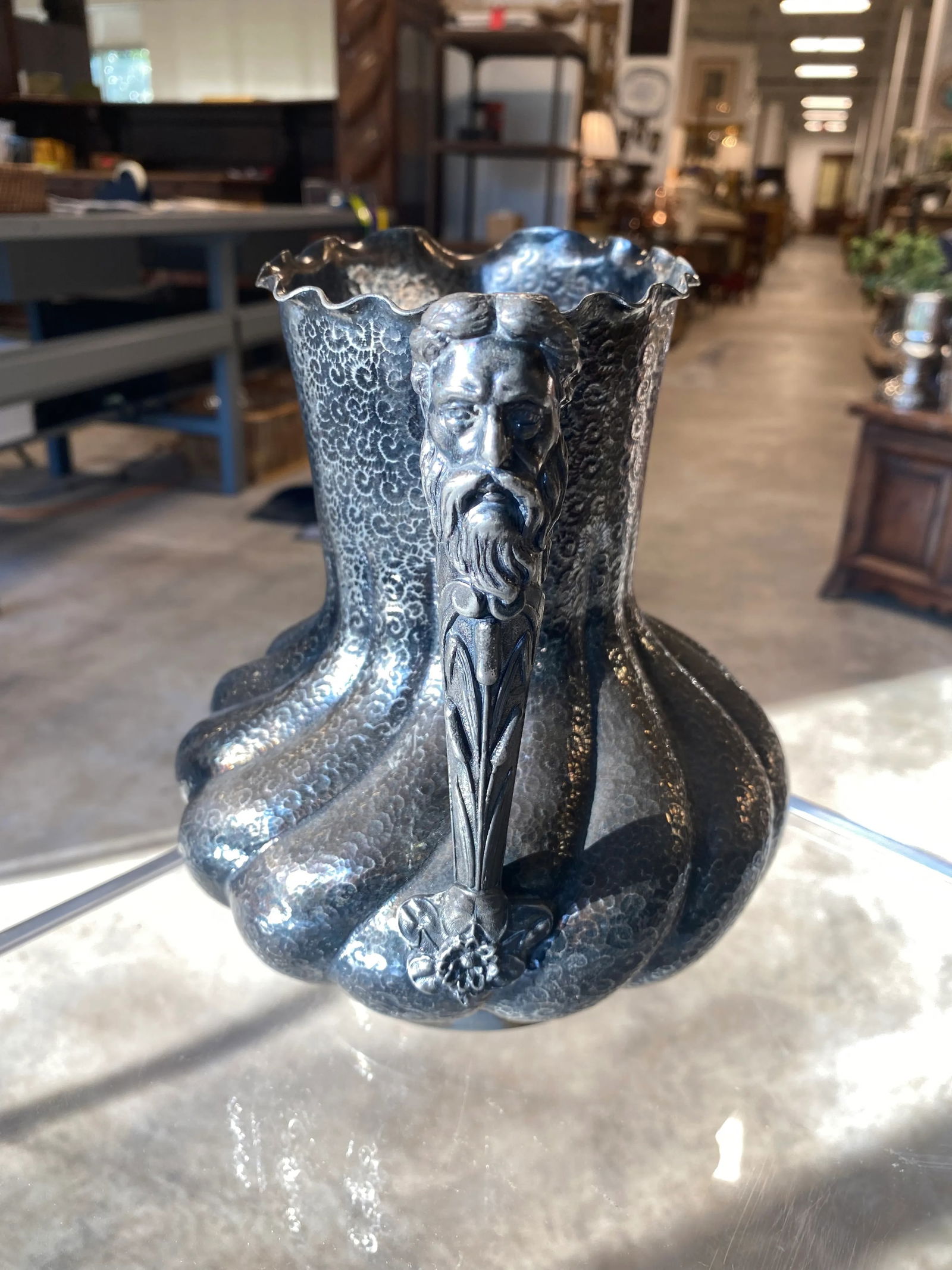 Early 20th Century Custom Antique Reed and Barton Poseidon Handled Water Pitcher - 2