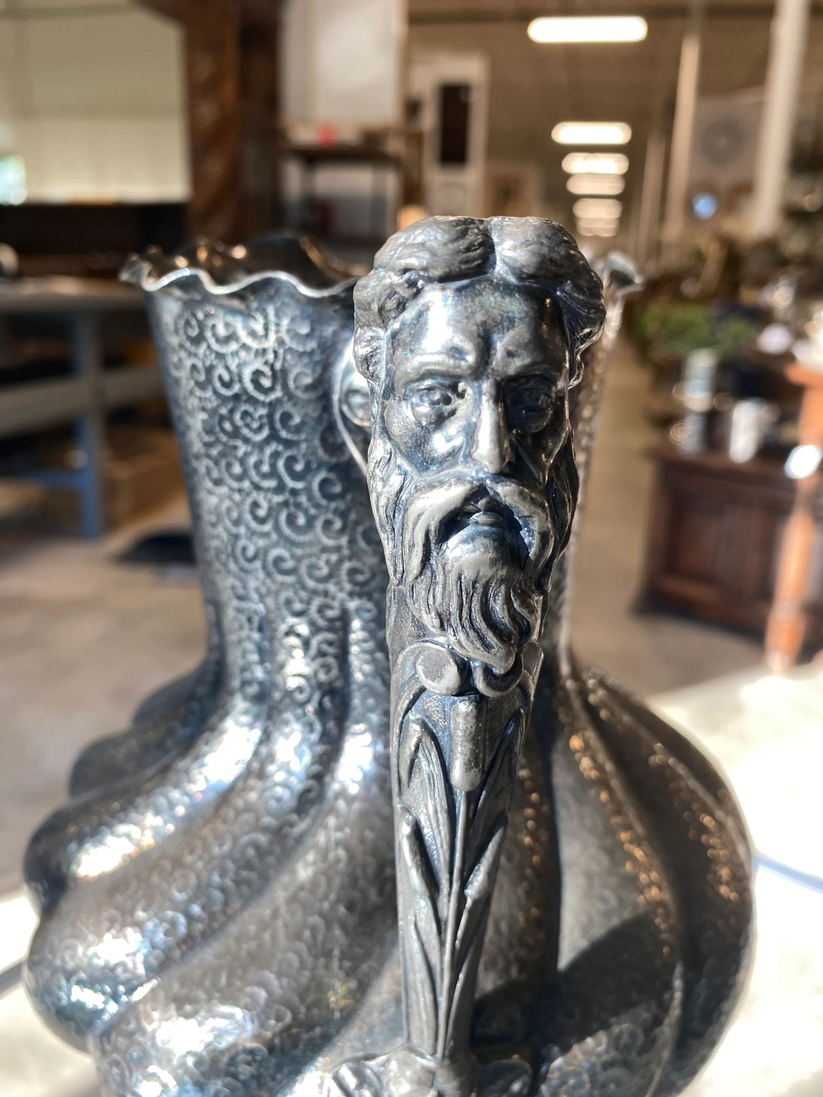 Early 20th Century Custom Antique Reed and Barton Poseidon Handled Water Pitcher - 3