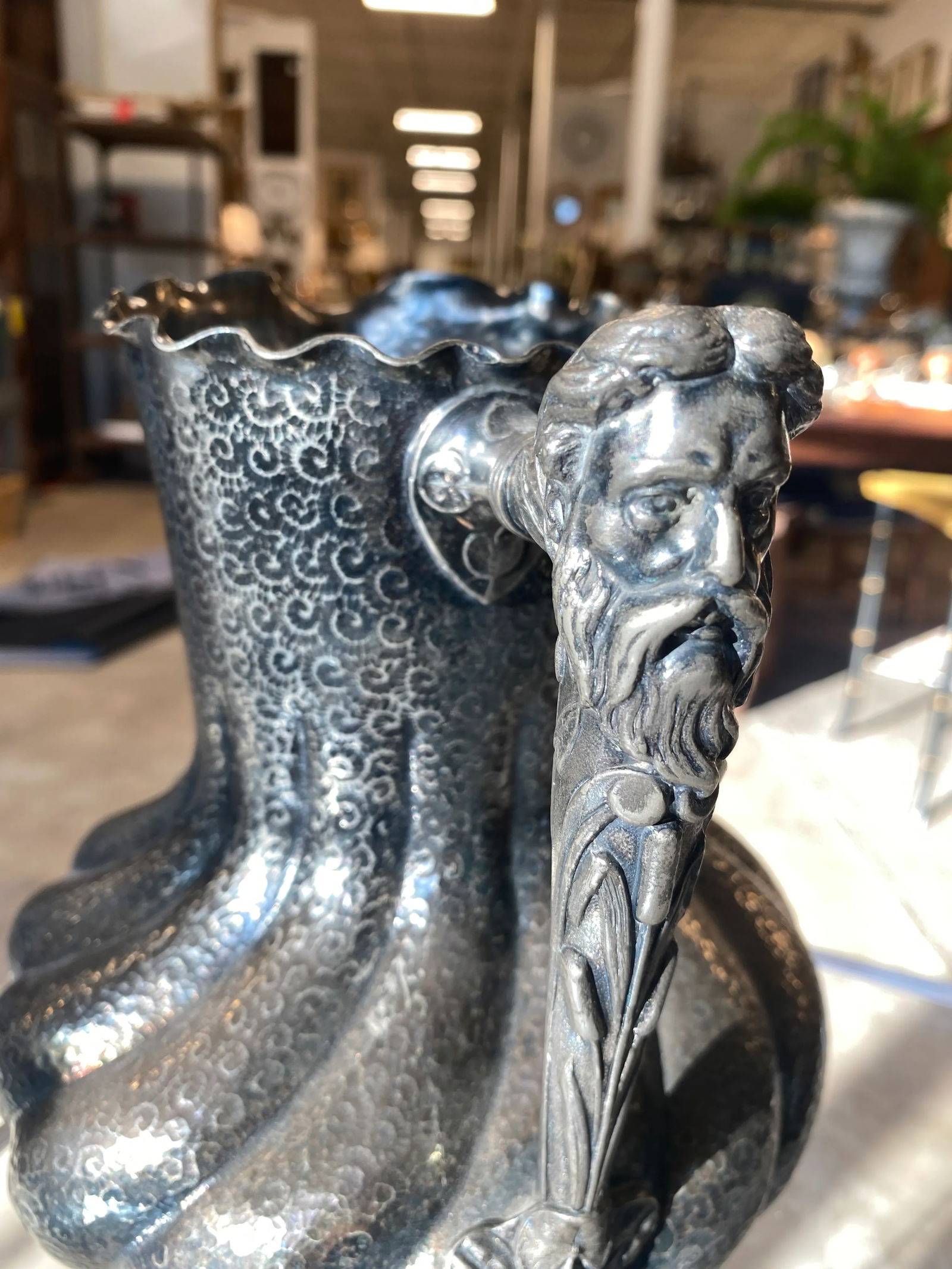 Early 20th Century Custom Antique Reed and Barton Poseidon Handled Water Pitcher - 4