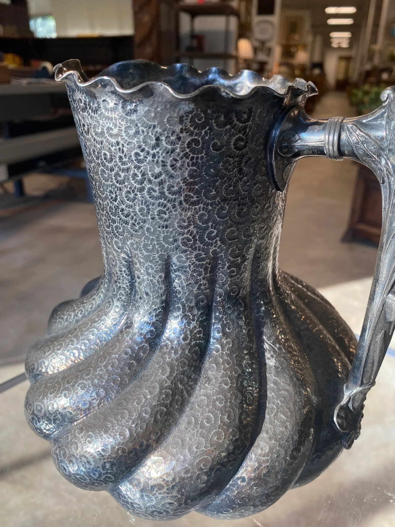 Early 20th Century Custom Antique Reed and Barton Poseidon Handled Water Pitcher - 7